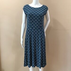 Boden Women’s 8 Jersey Sheath Dress Floral Printed Blue Green Stretch Feminine